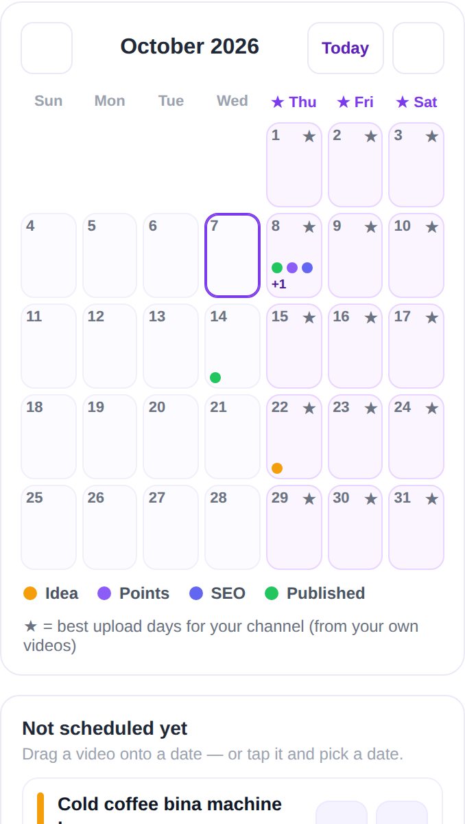 Video Planner calendar