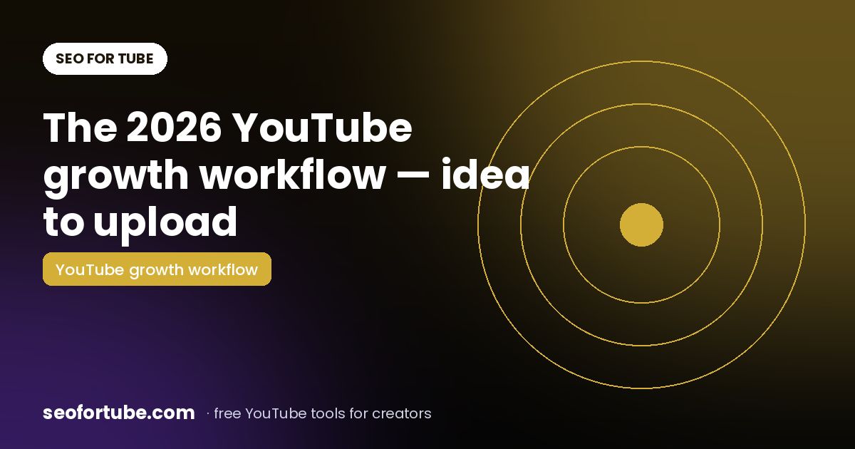 YouTube Growth Workflow 2026: Idea → Script → Video → SEO → Upload