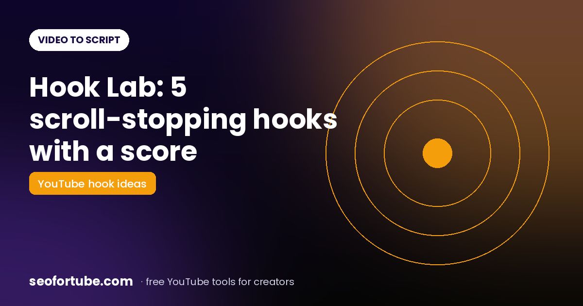 Hook Lab: 5 Scroll-Stopping YouTube Hook Ideas with a Score