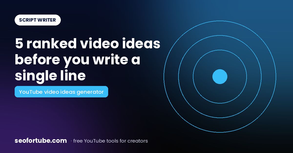 YouTube Video Ideas Generator: 5 Ranked Ideas Before You Write a Script