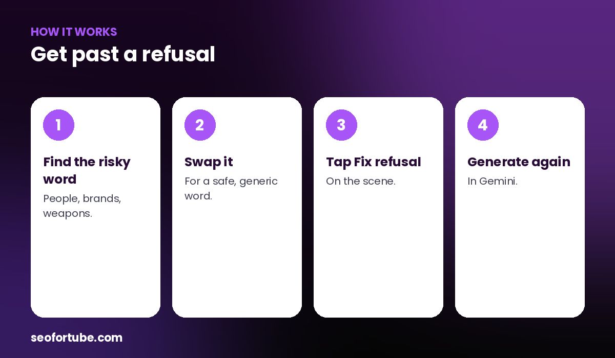 Gemini video prompt refused — how it works in 4 steps